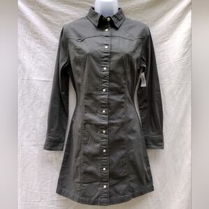 Lee Jeans Heritage Long Sleeve Shirt Dress Snap Front Rodeo Western Olive Small
